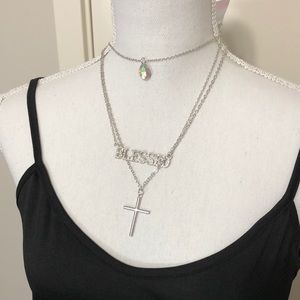 COPY - NWT Rue21 Tri-layer Necklace & 3 Pair Hoop Earring